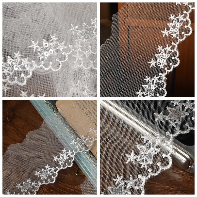 Silver Sequin Mesh Embroidered Lace Trim for DIY and Sewing Projects