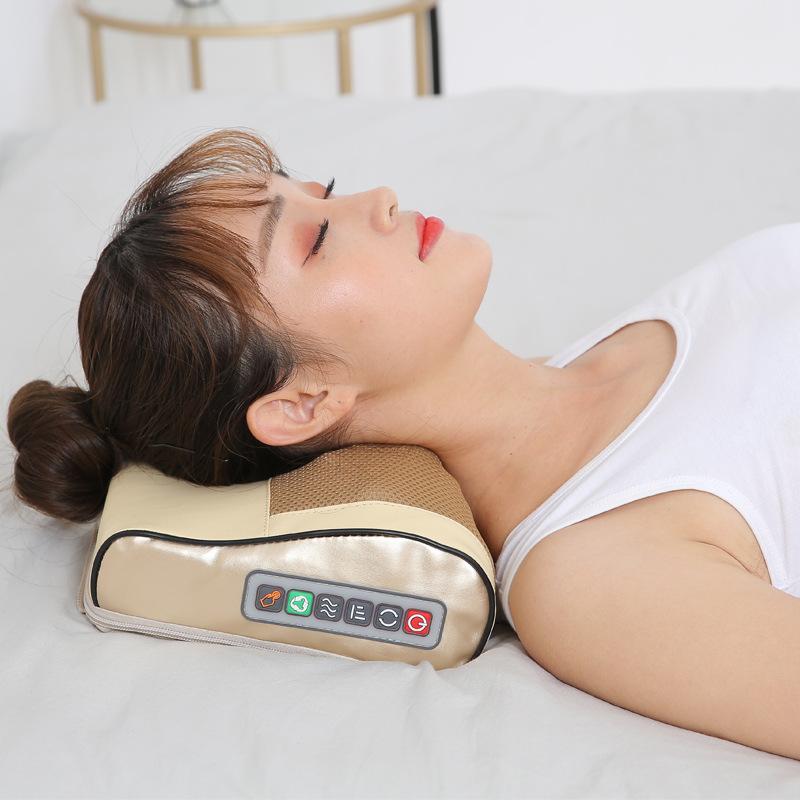 1Pc Cervical Massager Neck Massage Pillow Heating Lumbar Spine Waist Hot Compress Multifunctional Massager Kneading Pillow Household