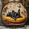 Retro Bulldog Butterfly Metal Wall Sign Vintage Tin Poster Home Decor