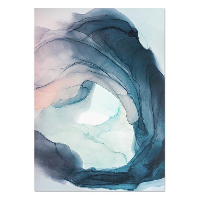 Abstrakcyjny obraz na płótnie Wall Art niebieski atrament Bloom drukowany obraz akwarela plakat skandynawski dekoracje ścienne zdjęcia do salonu