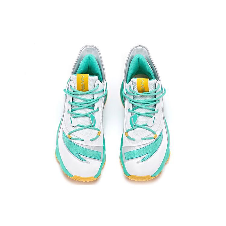 Anta Player 2 Cushioning Slip Resistant Abrasion Resistant Mid top Basketball Shoes Men's White Green 11941662S-2