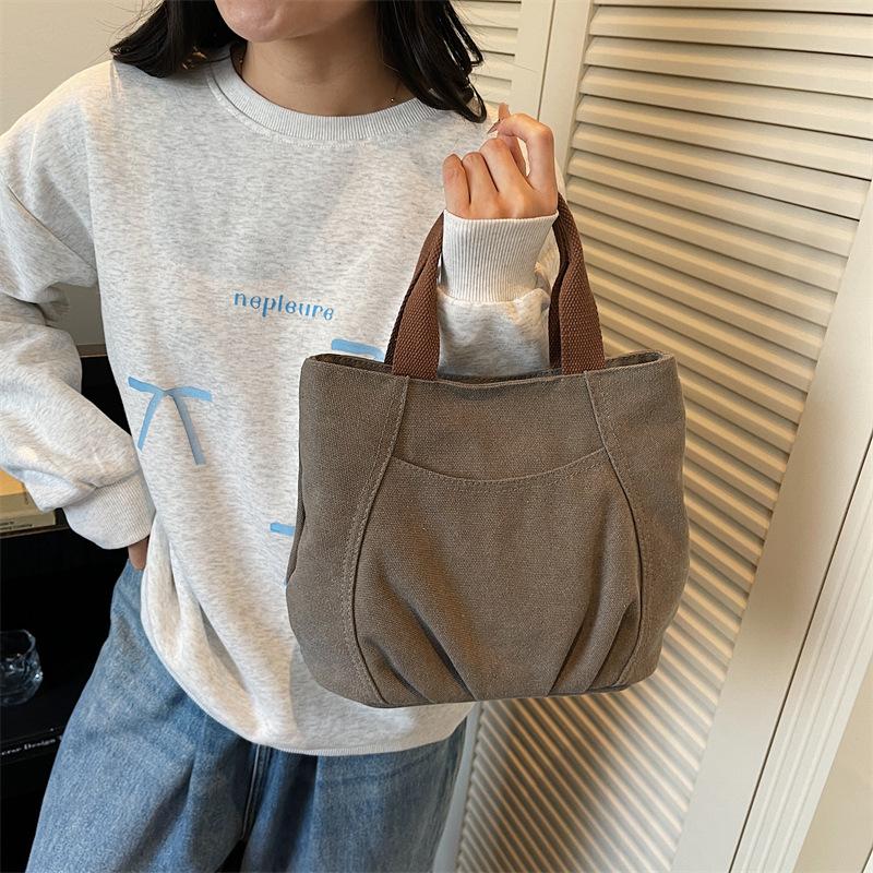 Handbag, Casual Bag, Women's Commuter Canvas Bag, Hand-held Bag, Small Square Bag