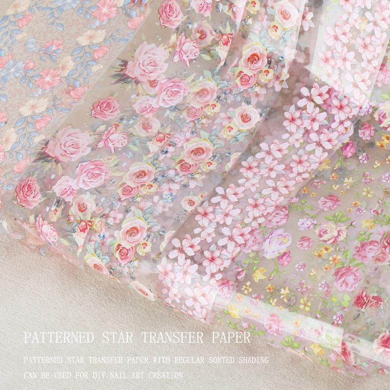 Starry Sky Rose Flower Nail Art Transfer Stickers
