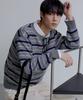 NODU Triple Stripe Semi-Crop Knit [Gray]