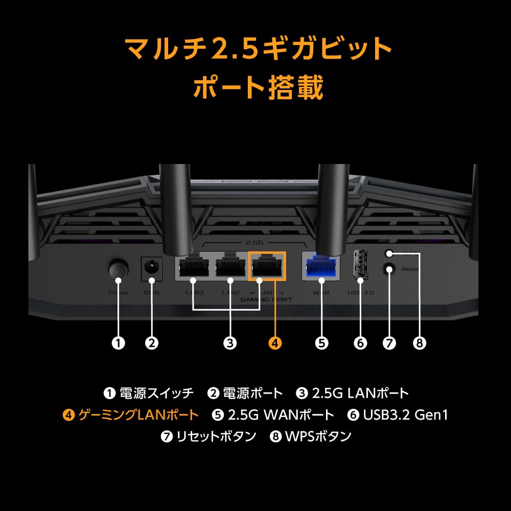 [Amazon.co.jp Exclusive] ASUS TUF Gaming BE9400 Wireless Router, the latest standard for Wi-Fi 7 (5764+2882+688Mbps v6 Plus), supports OCN Virtual Con
