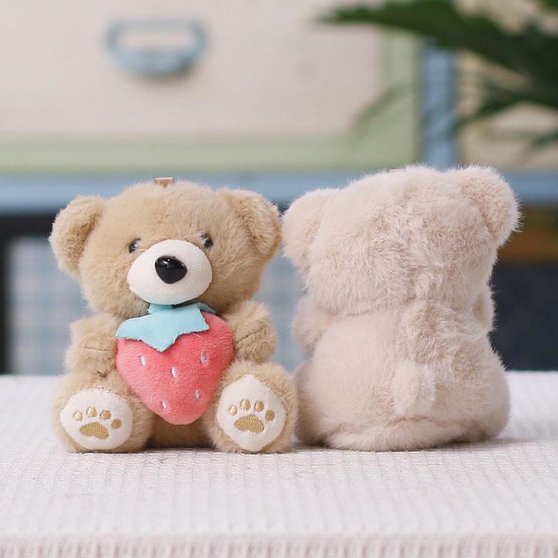Cute Bear Plush Toy With Short Pile Fabric For Gift And Bag Accessories