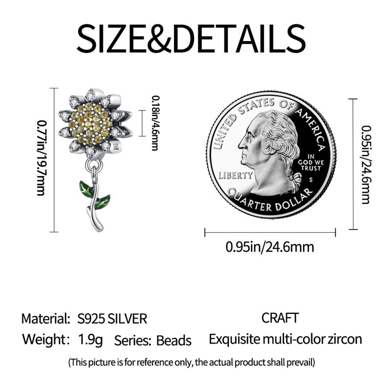 Original Charms Copper Plated Zircon Sunflower Beads Fit Bracelet Women Jewelry Making Diy Gift