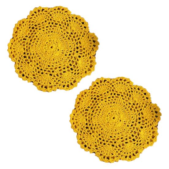 

2 шт. противоскользящий тканый коврик для стола в деревенском стиле, подставка для фотографий, подставка для кухни жёлтый