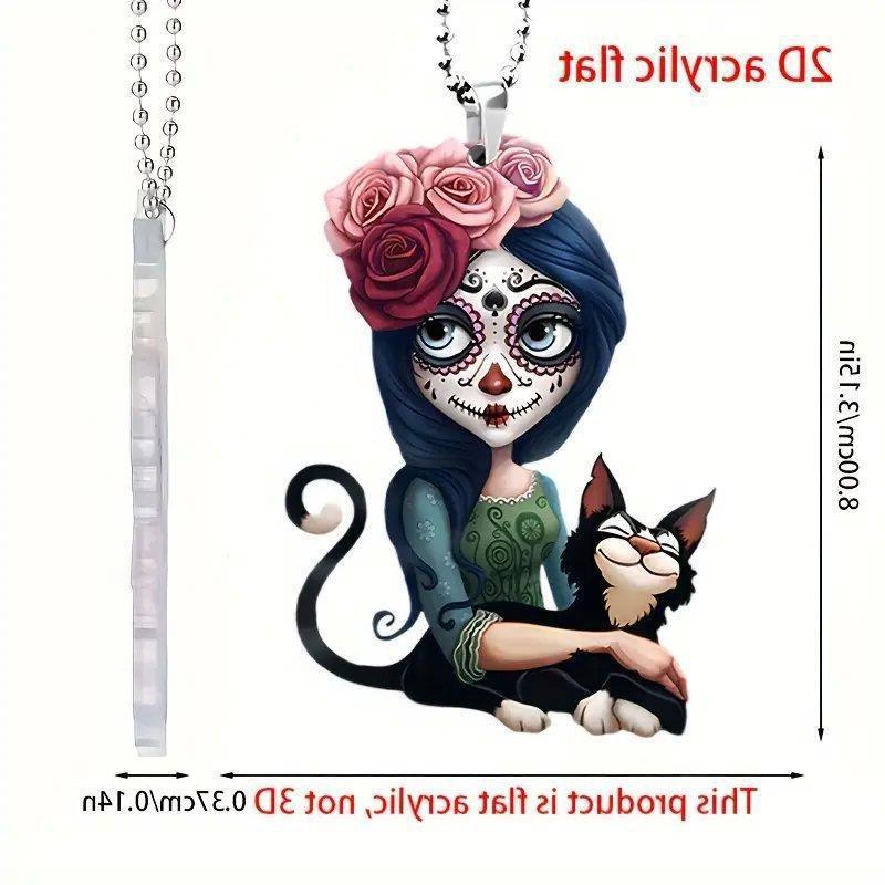 Cat Woman Delightful Acrylic Car Ornament Vibrant Interior Decor Accessory For Occasion Any