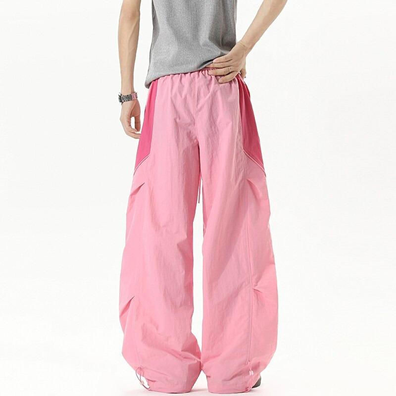 Loose drape dopamine tooling casual pants men's trendy new design versatile elastic waist splicing trousers
