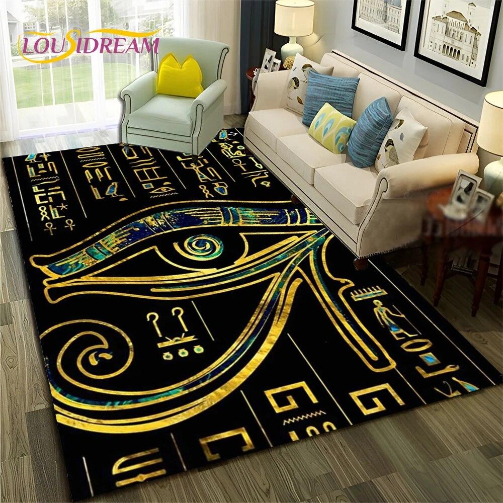 Ancient Egyptian Hieroglyphics Symbol Carpet Rug for Home Living Room Bedroom Sofa Doormat Decor,kid Area Rug Non-slip Floor Mat
