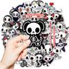 New Black and White Cartoon Skull Sticker Cute Funny Hand Account DIY Decorative Sticker Straight Hair