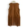 Women Fashion Autumn Winter Suede Ethnic Sleeveless Tassels Fringed Vest Cardigan