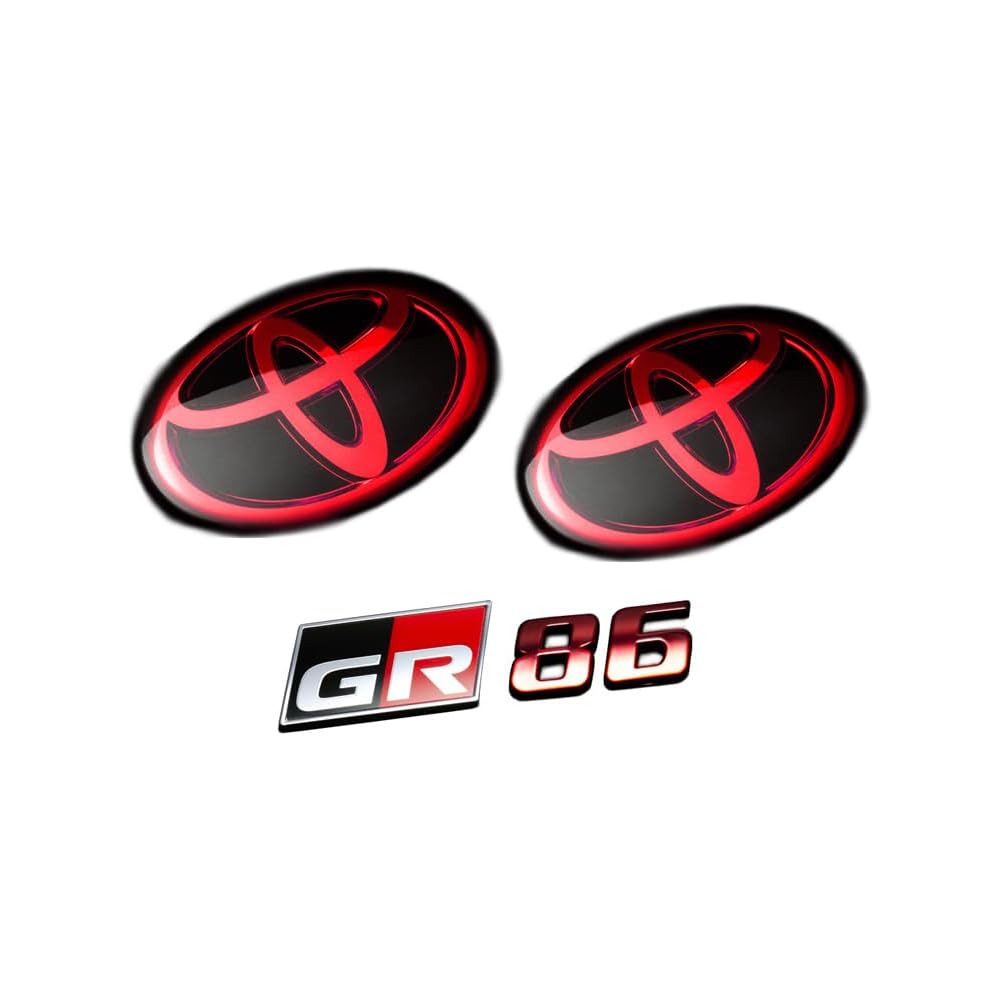 Grazio&Co. GR86 Emblem Set Deep Red Front and Rear T Mark + 86 Logo Car Accessories