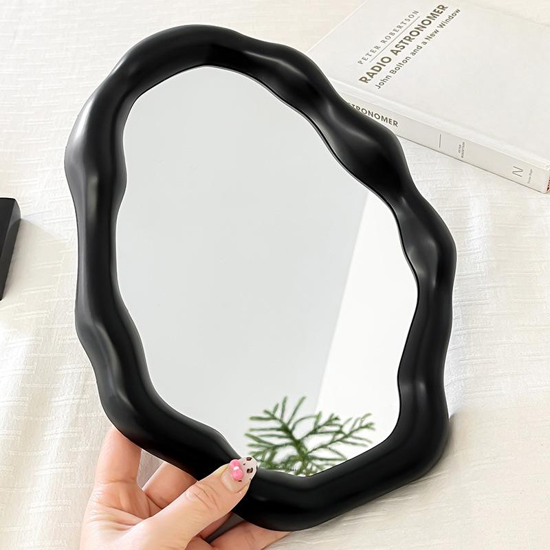 Nordic Style Standing Makeup Mirror Cloud Irregular Bedroom Dressing Mirror Office Dormitory Adjustable Desktop Aesthetic Cosmetic Decoration Mirror