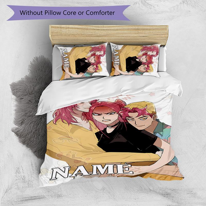 3pcs KPop Demon Hunters47 Cover Set - Personalized Name, HD Printed Bedding with 1 Cover and 2 Pillowcases - Perfect for Home Decor, Easy Care