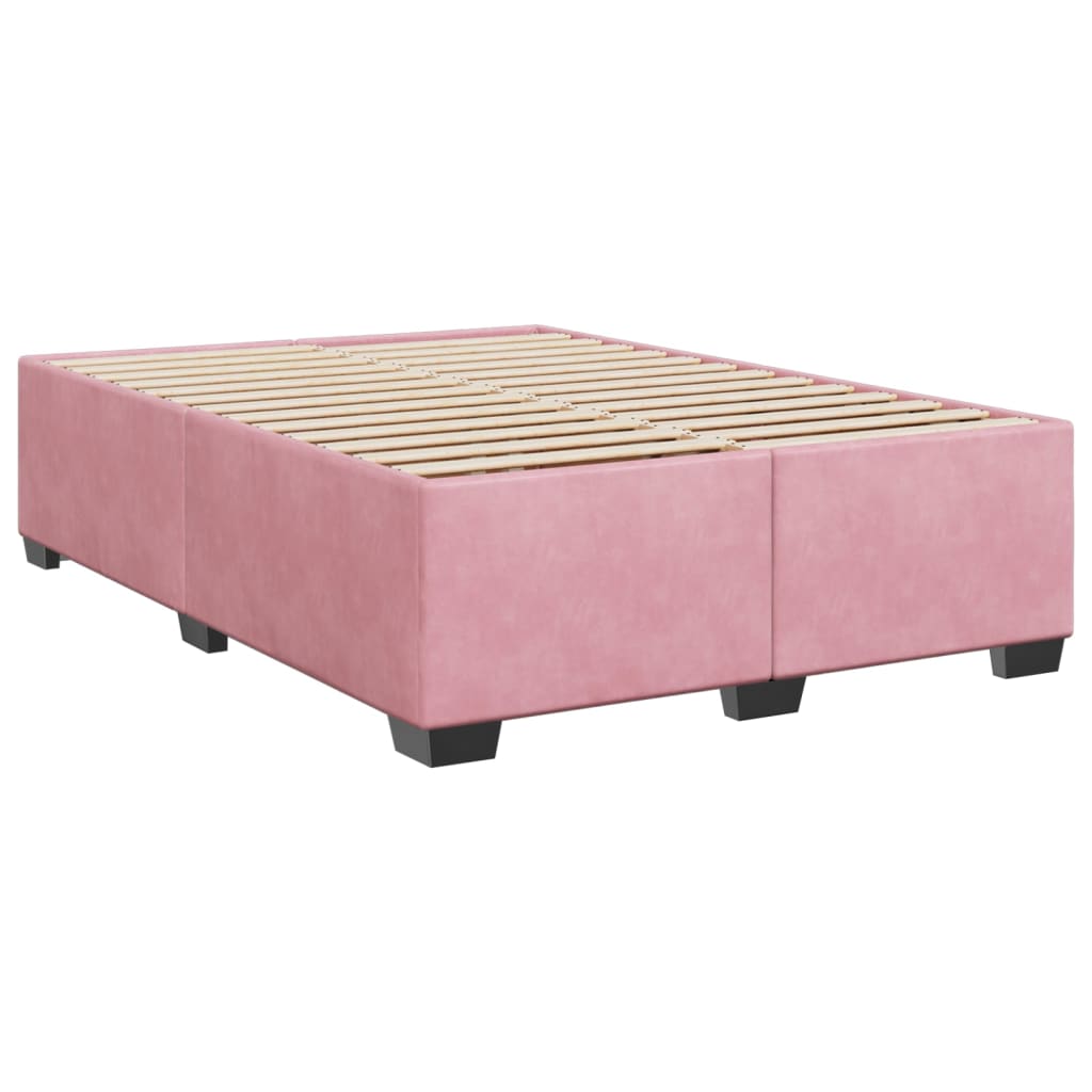 Pink Box Spring Bed with Mattress 140 X 190 Cm Velvet