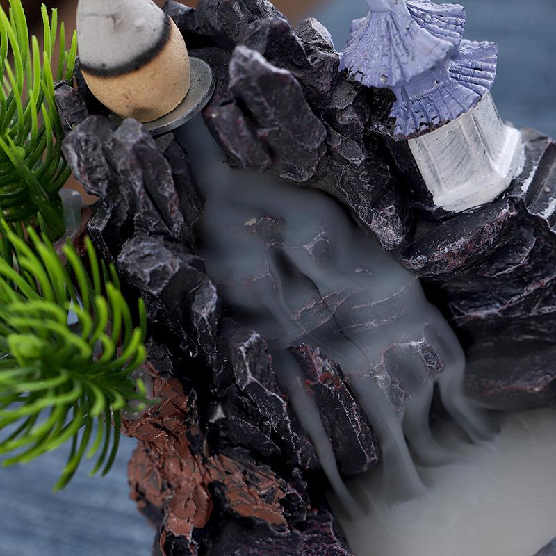 Large Resin Backflow Incense Burner with Mountain Design for Indoor Home Decoration