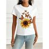 Casual Women Sunflower Butterfly T-Shirt Short Sleeve Top Summer Boho Fashion