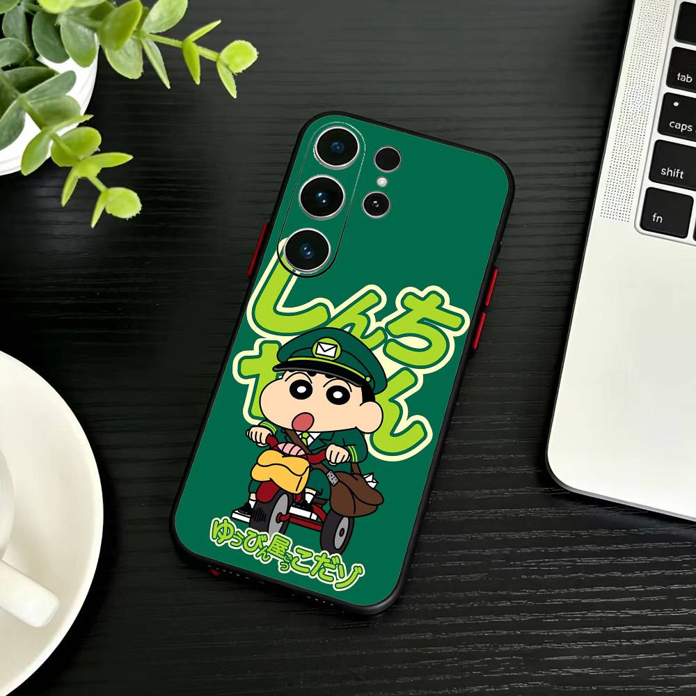 Cartoon N-Crayon Shin-chan Phone Case For Samsung S26,S25,S24,S23,S22,S30,S21,Ultra,Plus,FE 5G Black Soft Cover