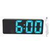 Blue Number Display LED Mirror Clock USB Battery Powered Bedside Clock  For Bedroom
