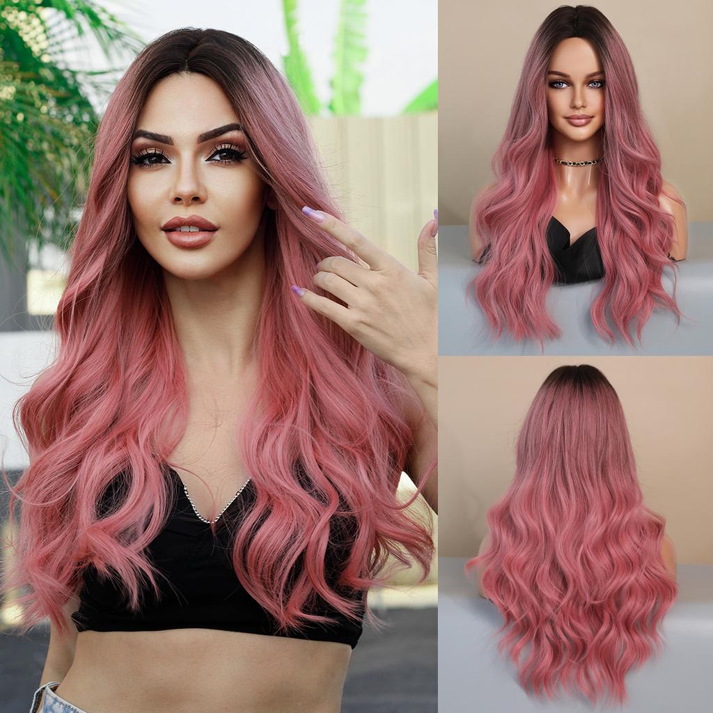 Fashion Women's Medium Gradient Long Curly Wig Big Wave Chemical Fiber Wig