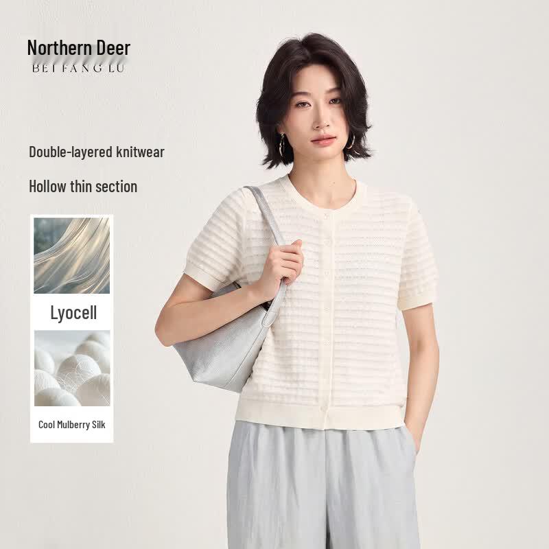 Northern Deer Women s Silk Blend Jacquard Cardigan XL