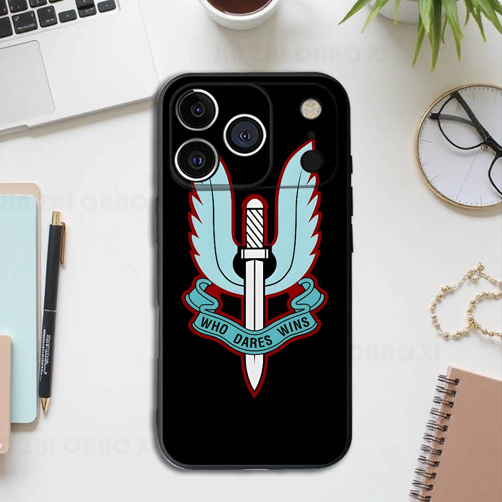 

SAS WHO DARES WINS Black Phone Case For IPhone 17 16 15 14 13 12 13 12 11 Pro Max Plus XS XR Silicone Soft Back Cover iPhone14