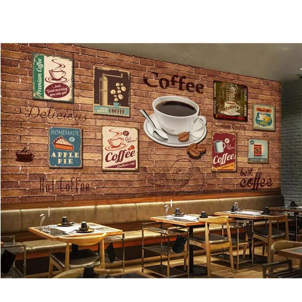 Hand Drawn Vintage Coffee Home Decor In The Living Room Custom 3d Photo Wallpaper