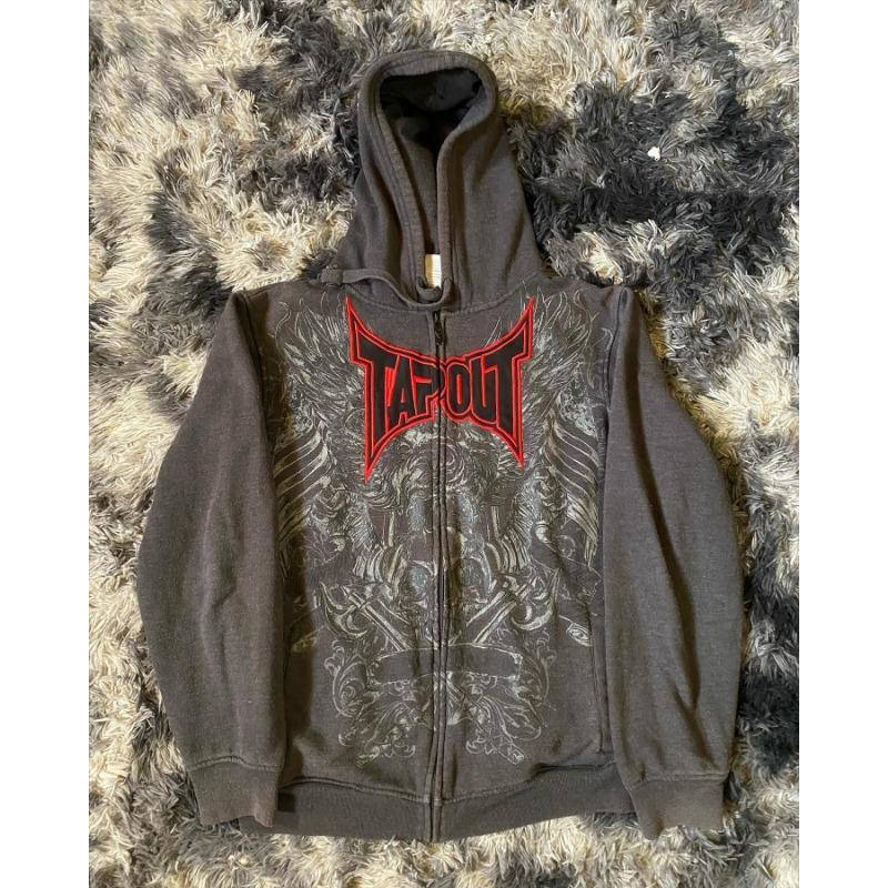 TAP OUT Ecko Vintage Y2K Streetwear Zip Up Hoodie Men Women Oversized Skull Print Hip Hop Casual Pullover Sweatshirt Unisex