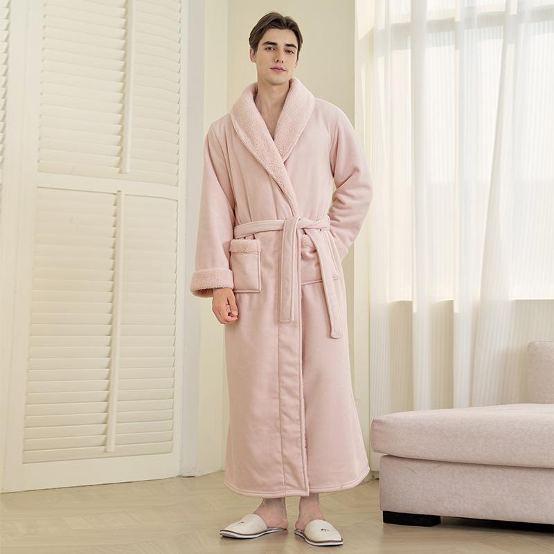

Мужские халаты с шалевым воротником полной длины, спа-халаты, мягкая домашняя одежда для сна, пальто с карманами, зимний теплый плюшевый флисовый халат, пушистые халаты с капюшоном для мужчин 3XL