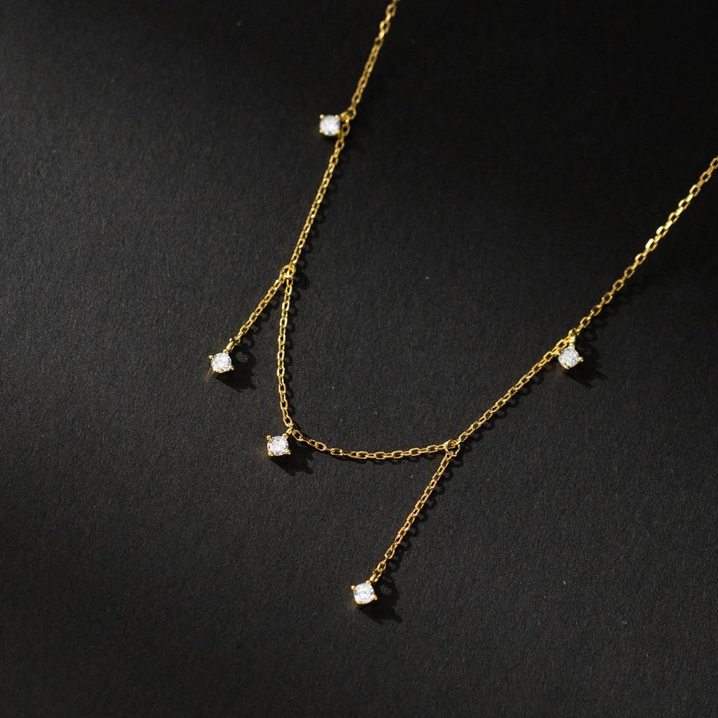 Xiaomi S925 Sterling Silver Necklaces For Women Simple Chain Fashion Minimalist Pendant Necklaces Gold Zircon Birthday Gift