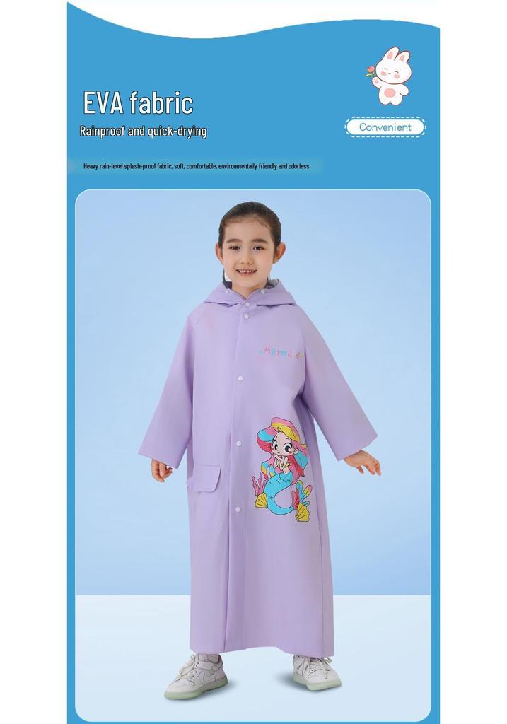 Kids' Stormproof Cartoon Raincoat with Backpack Slot for Outdoor and School Use