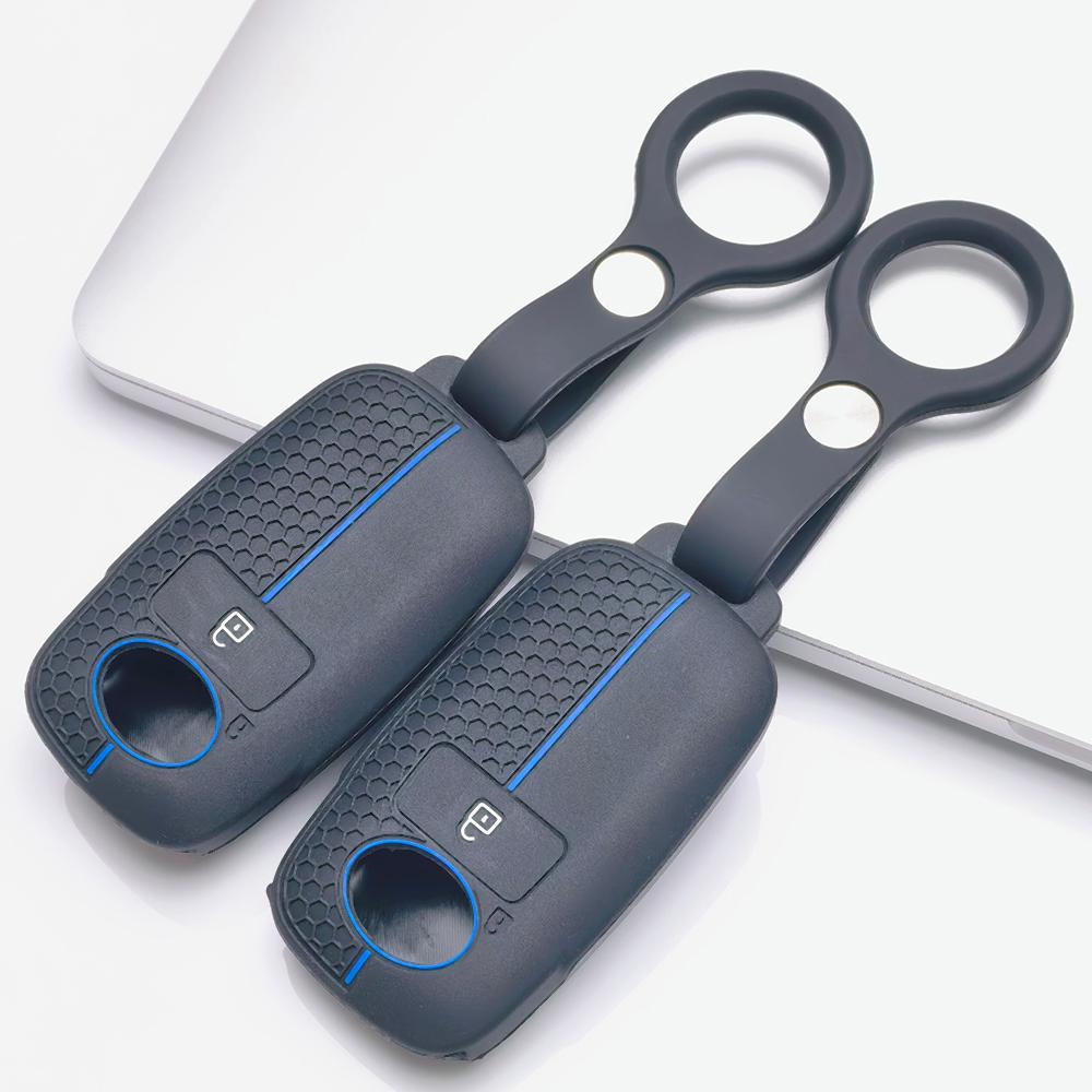 Soft Silicone Remote Key Case for Toyota Raize Veloz Avanza Wigo Rush Calya Sigra with Keychain Honeycomb Texture Racing Stripe Remote Key Protector