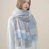 100% Wool Scarf Luxury Pure Stripe Women Spring Autumn Winter Soft Eco-Friendly Clothing Accessories Gift Outdoor Office Thick