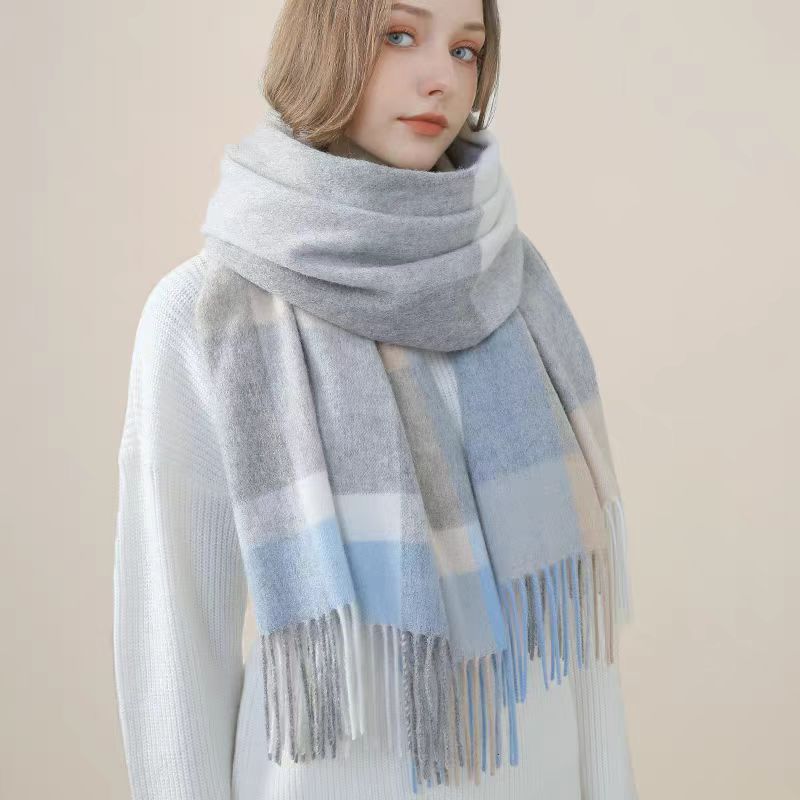 100% Wool Scarf Luxury Pure Stripe Women Spring Autumn Winter Soft Eco-Friendly Clothing Accessories Gift Outdoor Office Thick