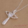 Korean Style Angel Cross Necklace - 925 Silver Plated Fashion Jewelry