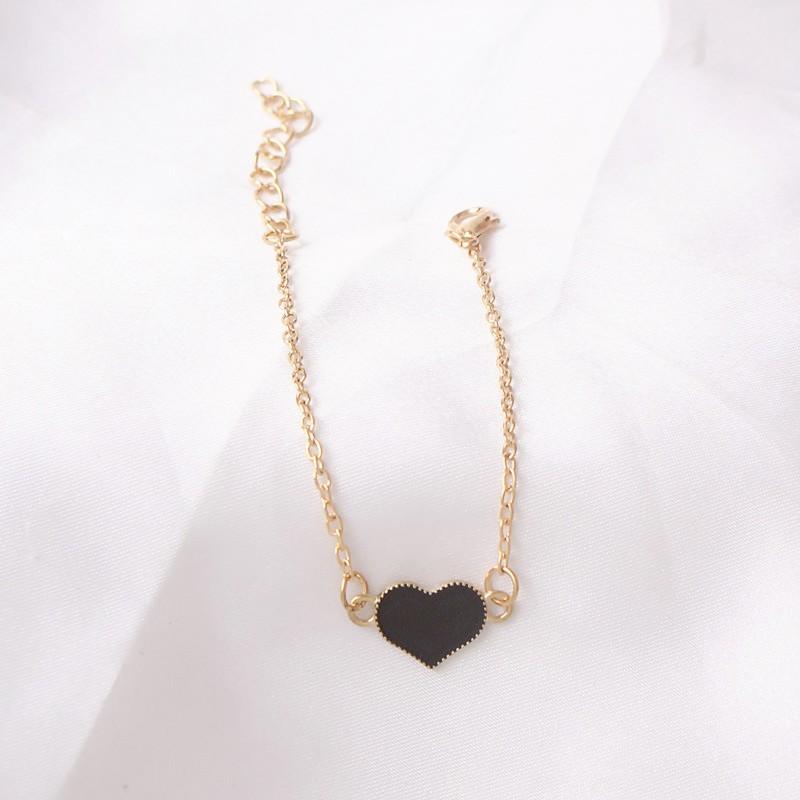 Sweet Enamel Red Heart Pendants Bracelets for Girls Gold Color Short Chain Anklets Korean Fashion Lovely Hand Accessories