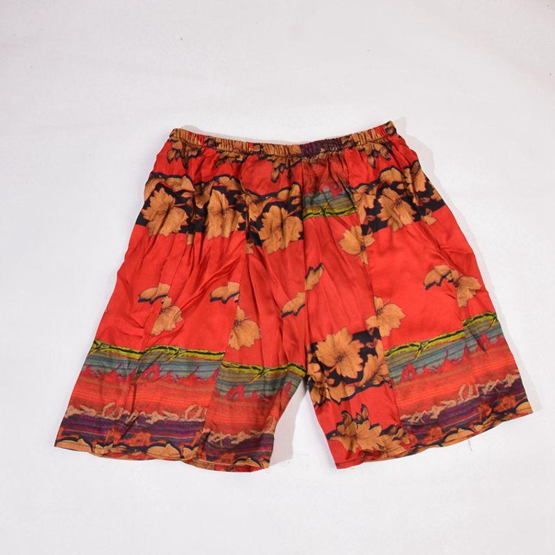 

Men s and Women s Large Size Quick-Dry Silk Mulberry Silk Casual Shorts Red(A612 length 45-47) Hips 110-120cm
