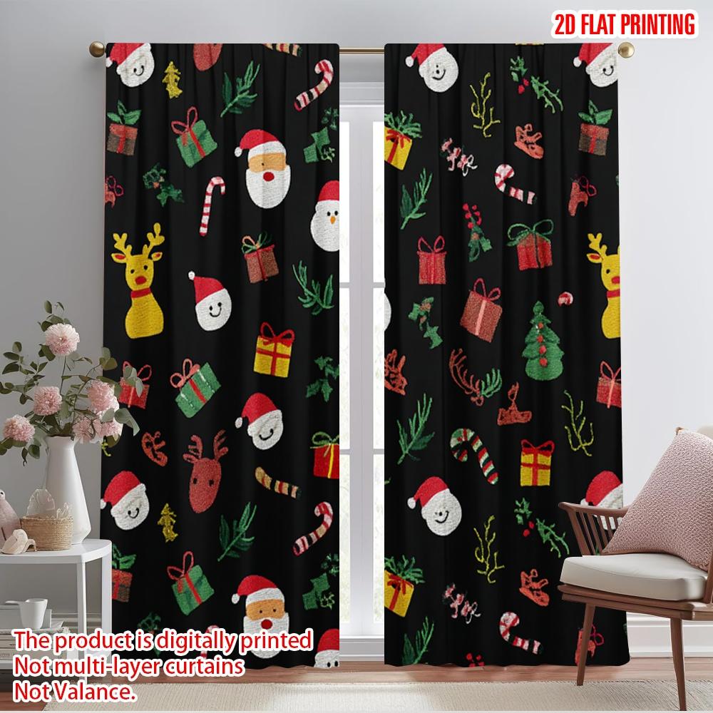 

2pcs,2D plane printing Minimalist Curtains Christmas cartoon Versatile Durable Polyester (without rod) Decorations Inside 52.50×116.00 CM 2pcs