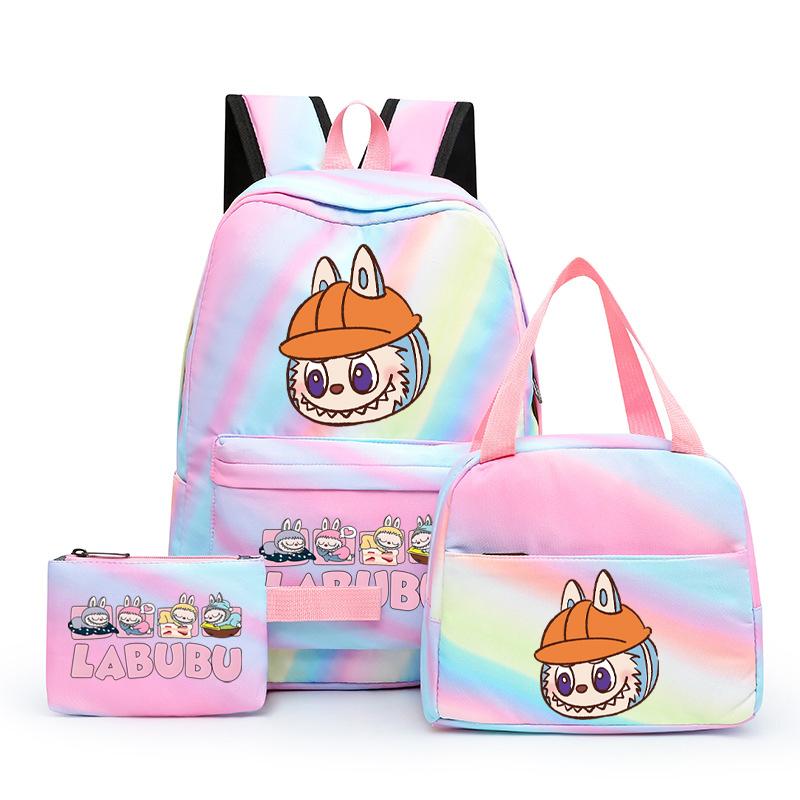 3Pcs/set  Printed Backpack with Lunch Bag Pencil Case Boy Girl Knapsack Teenage Student Large Capacity Colorful Bookbag