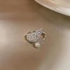 Elegant Zirconia Pearl Ring - Luxurious French Design with Wing Detail for Women