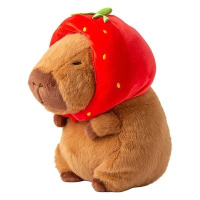 Capybara Plush with Strawberry Hat 33cm