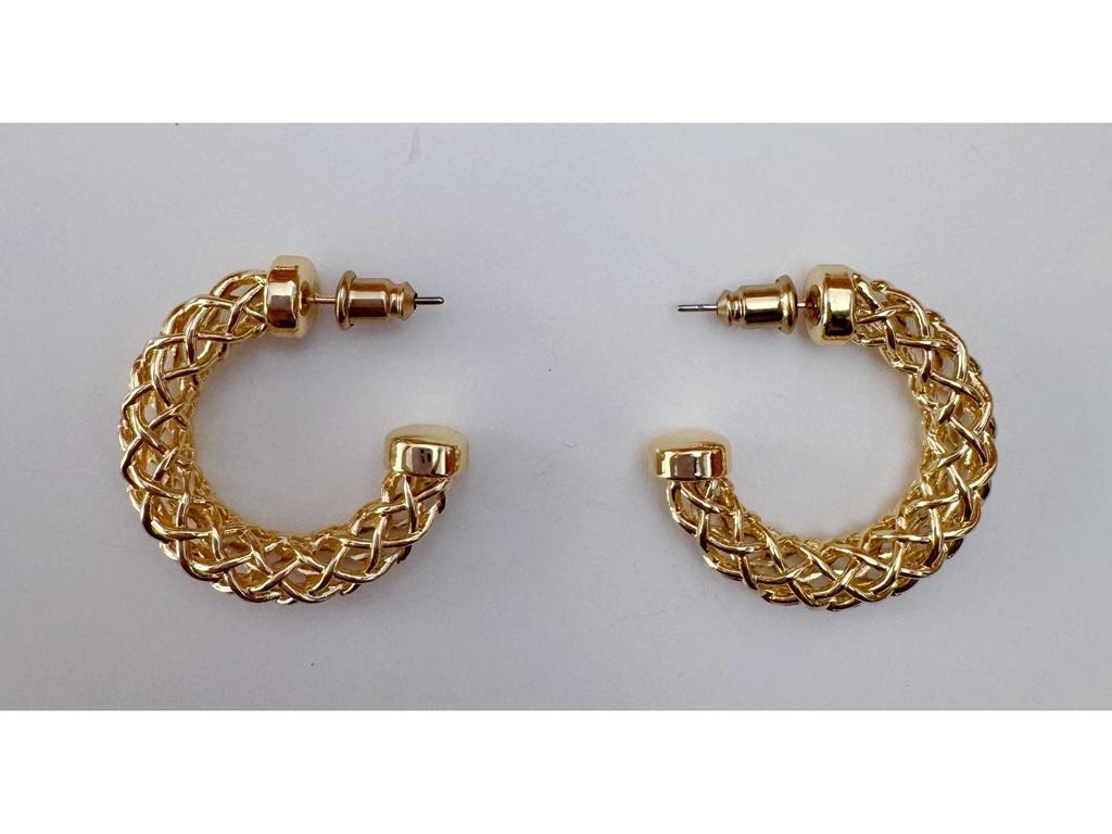 Cross Hollow Woven Twist Hoop Earrings - Simple, Versatile C-Shaped Fashion Studs