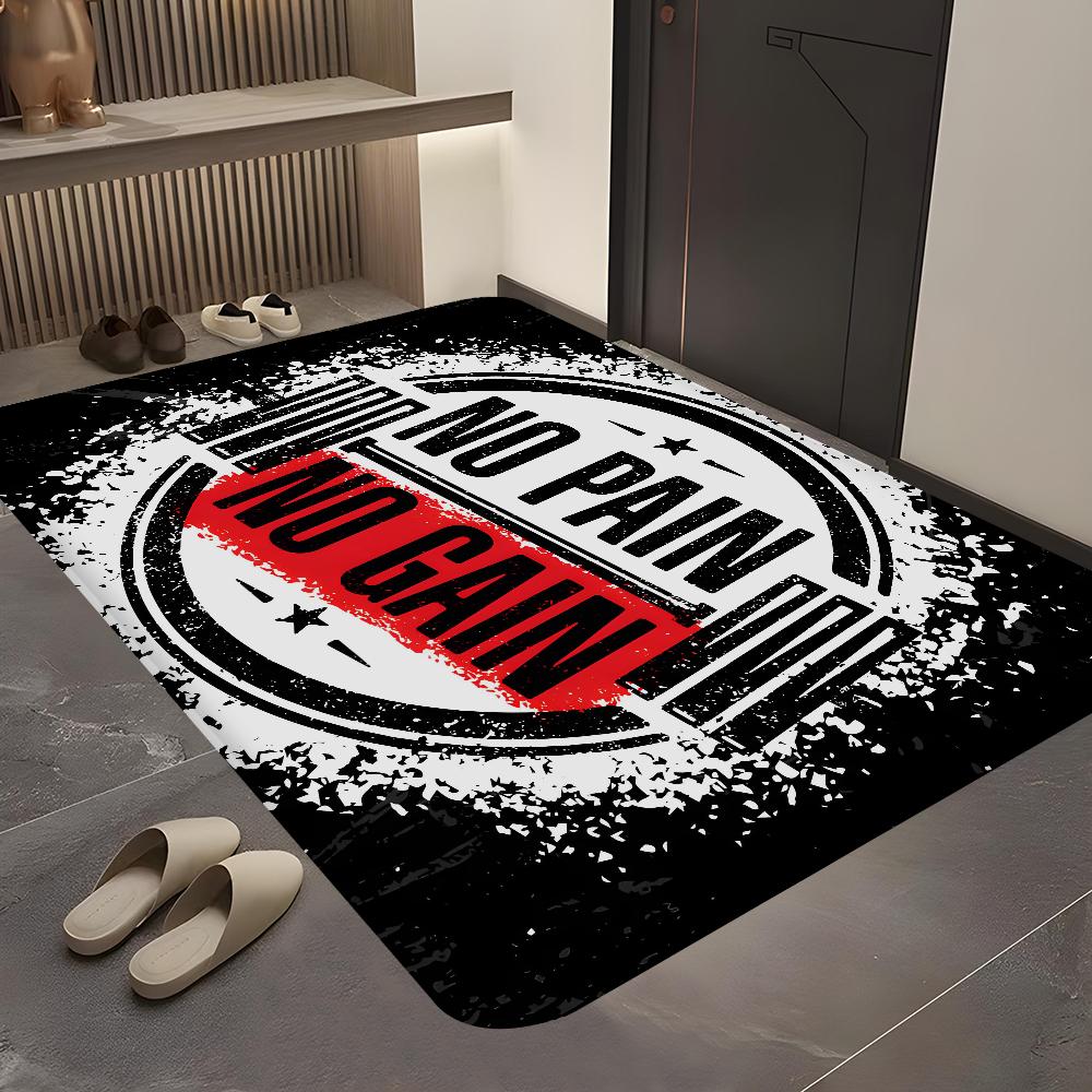 No Pain No Gain GYM Room Mats Washable Non-Slip Living Room Sofa Chairs Area Mat Kitchen Alfombra