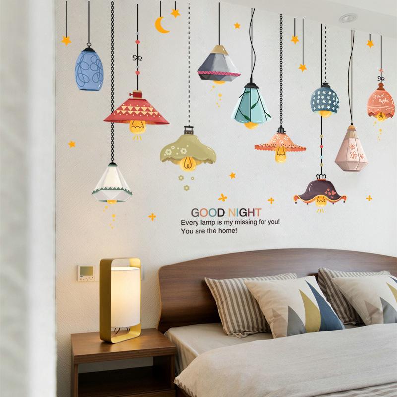 Adesivo da Parete Lampadario Stile Nordico Colorato Rimovibile Decorazione Sfondo TV per Camera da Letto e Soggiorno Adesivo Vetro Finestra