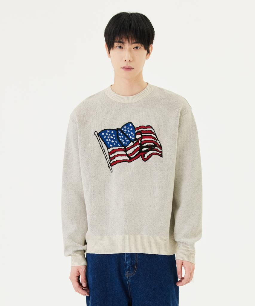 MARK GONZALES Mg Old Glory Knit Sweater - Ivory