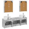 5 Piece Bathroom Furniture Set In Concrete Grey Engineered Wood and Glass
