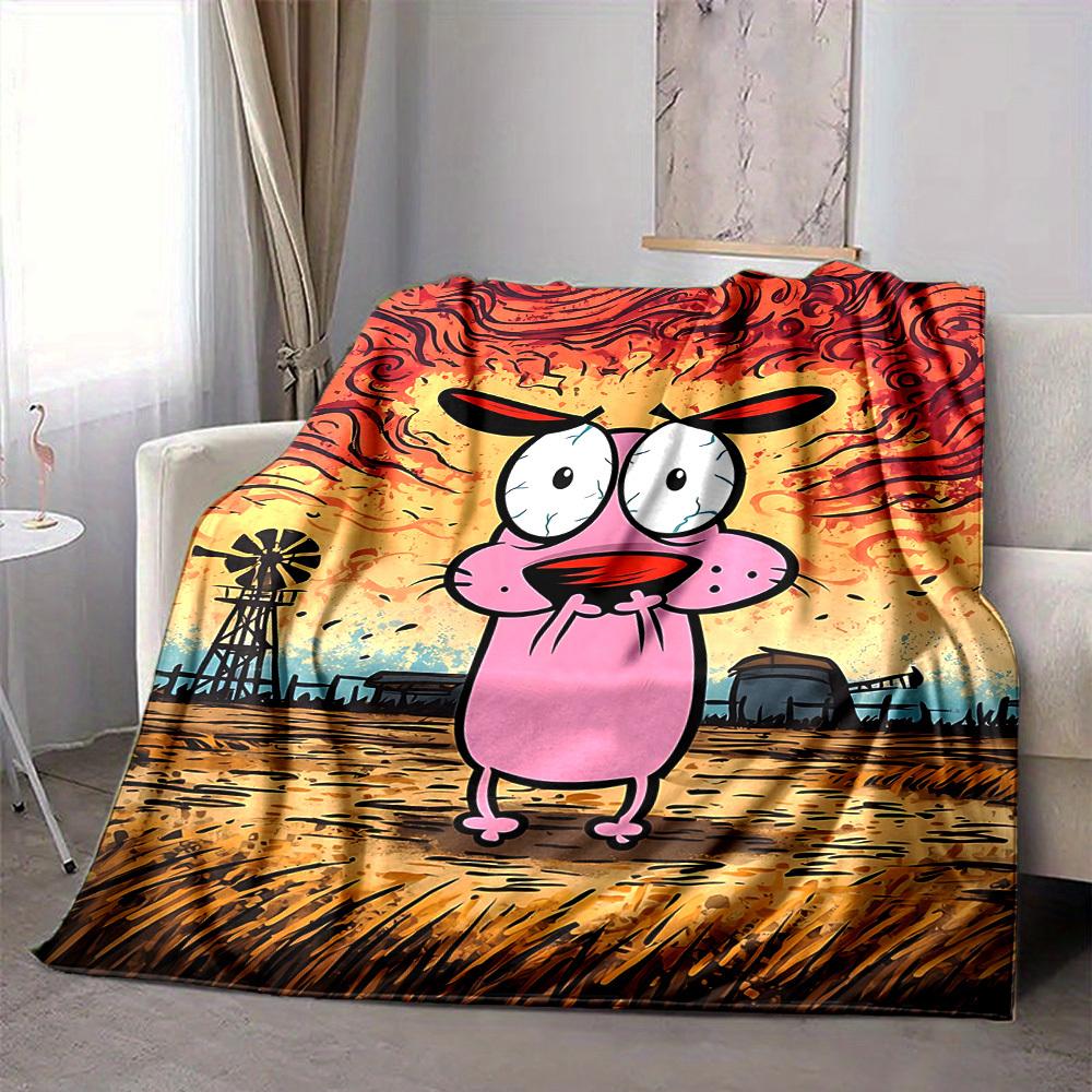 1pc Cartoon Pig Flannel Throw Blanket HD Printed Lightweight Soft Warm All Season Blanket for Sofa, Bed, Travel, Camping Machine Washable