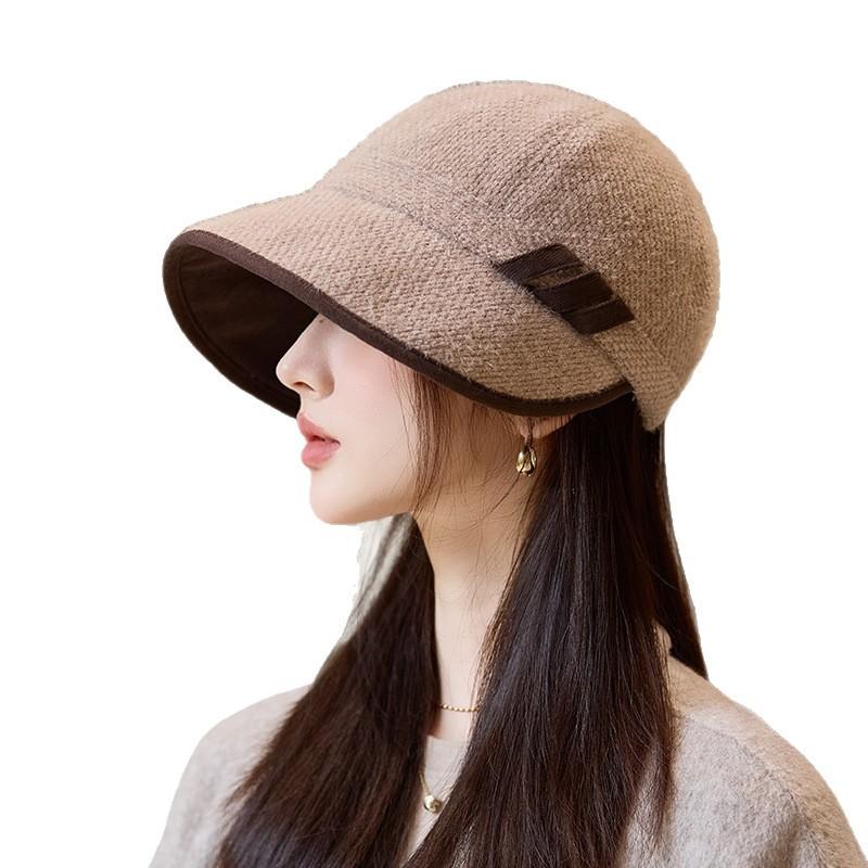 Autumn and Winter Fashion Retro Equestrian Hat Casual Versatile Plus Velvet Warm Baseball Cap Big Head Circumference British Style Windproof Basin Hat